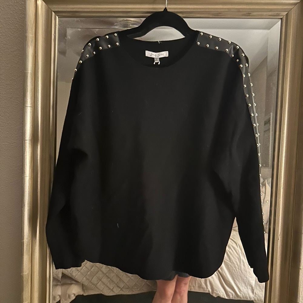 Black Studded Women's Top, Size Large
